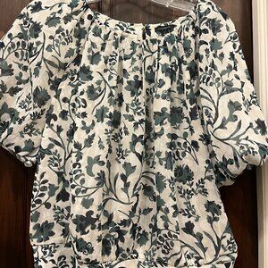 ANN TAYLOR Factory Blue and Cream Blouse - S